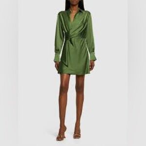 SIMKHAI Talita Draped Long Sleeve Faux Wrap Dress